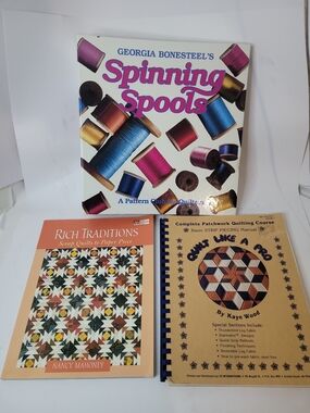 Lot of 3 Vintage Quilting Books and Manuals Patchwork Assembly Patterns Spiral